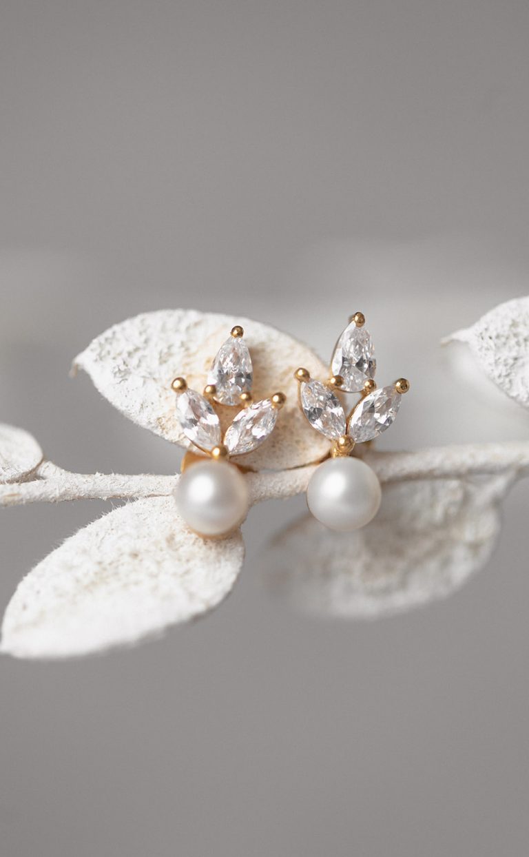 Simply Delightful – Kristall-Ohrstecker mit Perle – gold oder silber