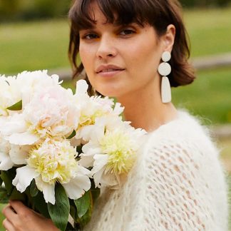 Triple Stud - Ohrringe aus Porzellan - weiss oder schwarz