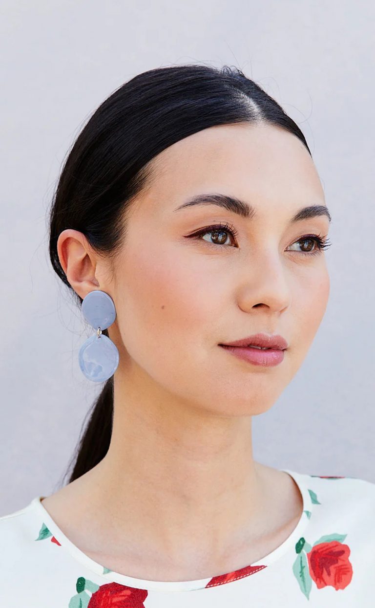 Double Twin – Ohrringe aus Porzellan – weiss oder hellblau