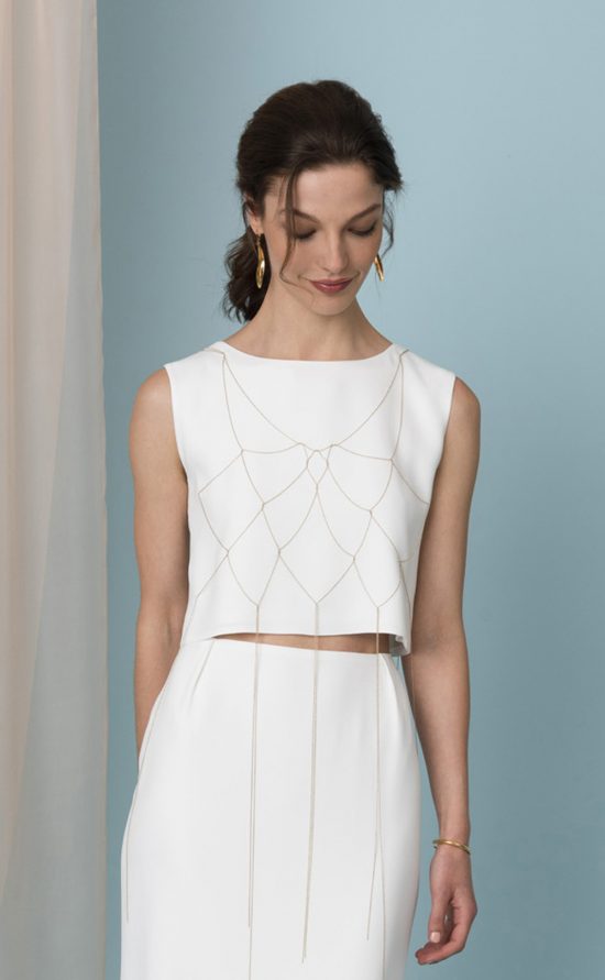 Top mit Kette Brauttop modern unkonventionell besonders made in Germany kisui Berlin bridal top with chain