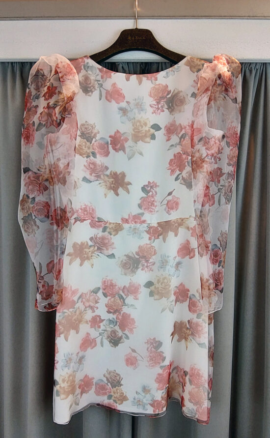 kisui Cocktail-Kleid mit Blütenmuster und langen Ärmeln