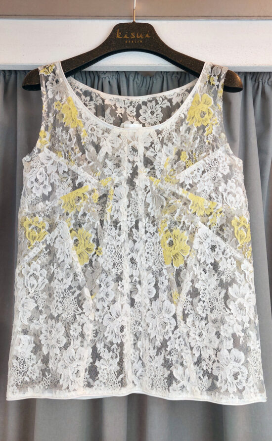kisui Top aus Spitze ivory gelb