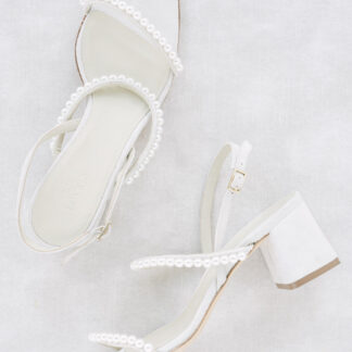 kisui Berlin Brautschuhe Blockabsatz ivory Perlen Sandanlen Braut Brautschuhe Hochzeitsschuhe