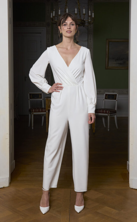 kisui Berlin Standesamt Jumpsuit mit langen Ärmeln Civil Wedding Jumpsuit to rent