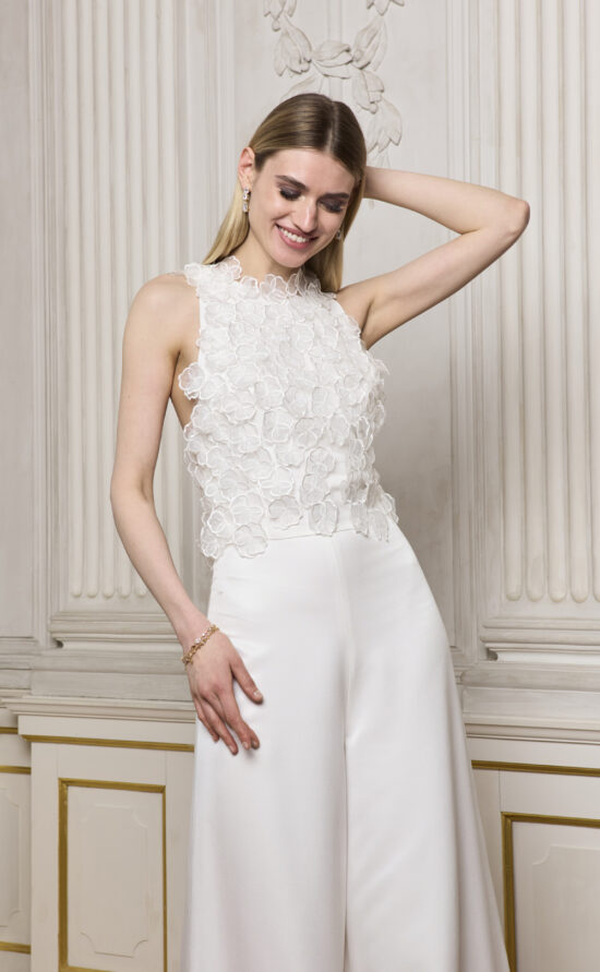 kisui Berlin Brautmode Briauttop romantisch modern Brauthose weit Bridal Top Bridal Trousers romantic modern Made in Germany