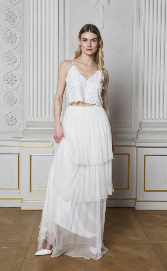 kisui Brautmode Brautrock Brauttop Rock Stufen Spitze Bridal Top Lace Bridal Skirt modern bridal seperates two-piece Zwei-Teiler