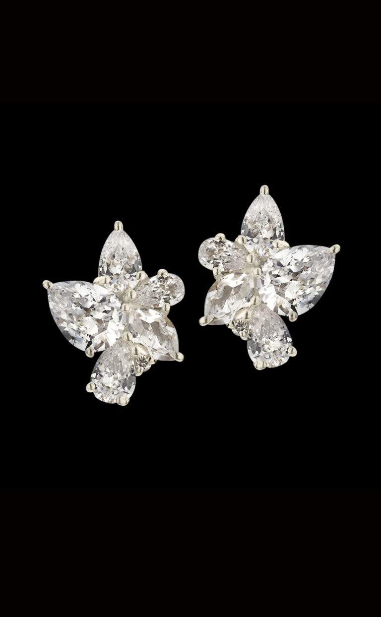 Fusion – Ohrstecker mit Cubic Zirkonia im Cluster-Design – gold oder silber